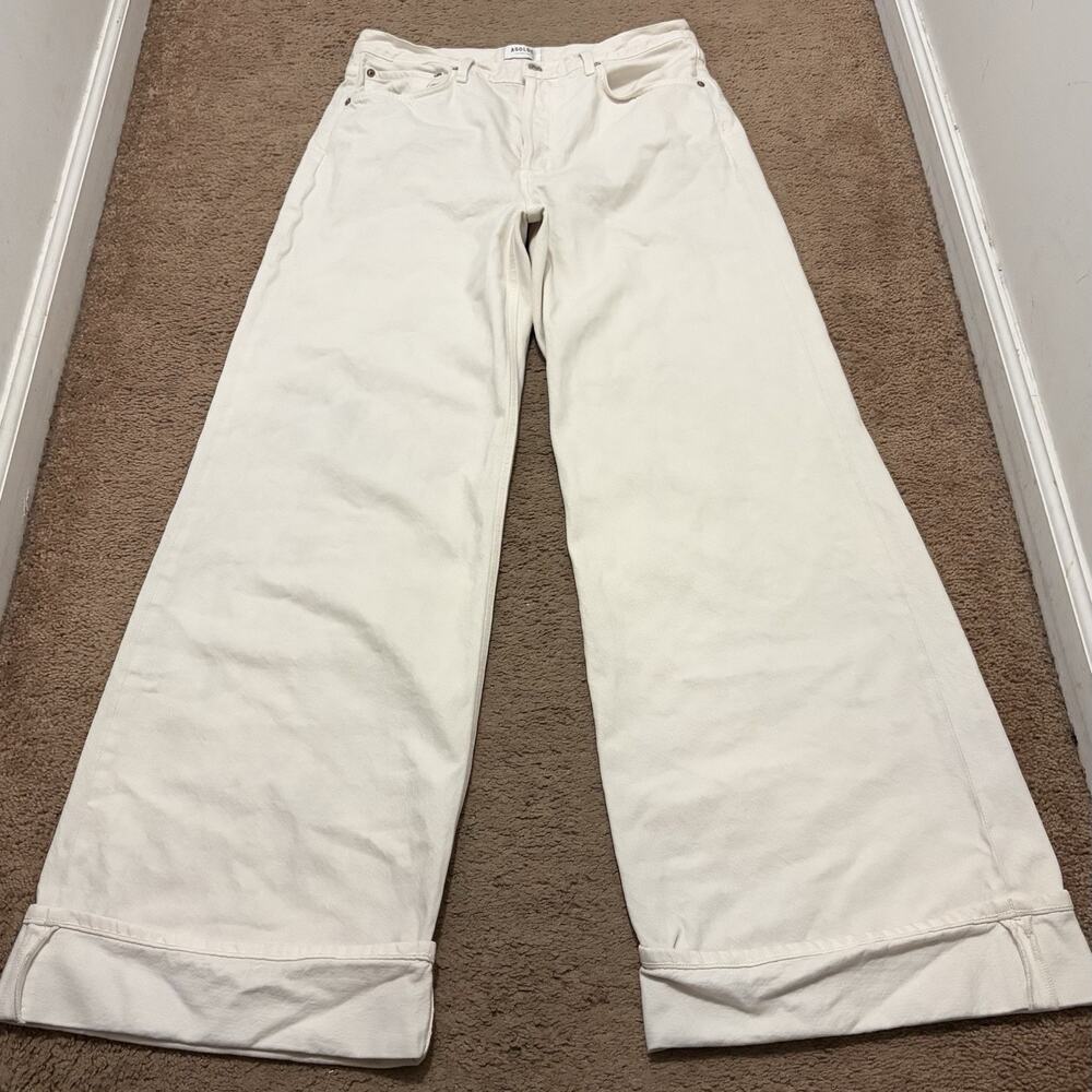 Agolde White Flare Cuffed Jeans Size 30